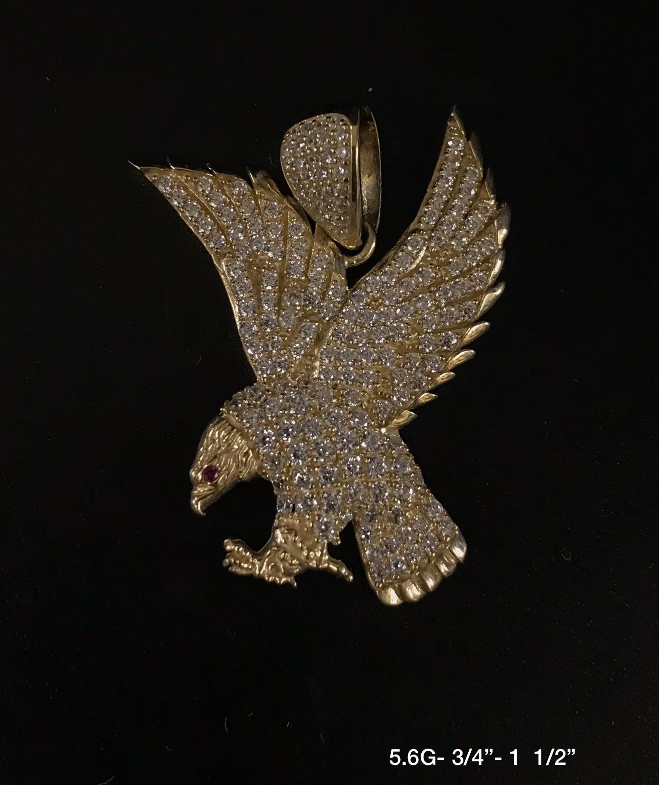 Eagle with Stones Pendant 10K solid gold