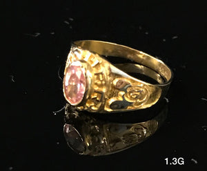 Pink Gemstone with Mickey Mouse Ring  10k solid gold