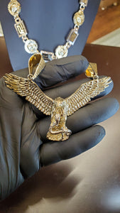 10KSolid Gold Eagle With Snake Pendant