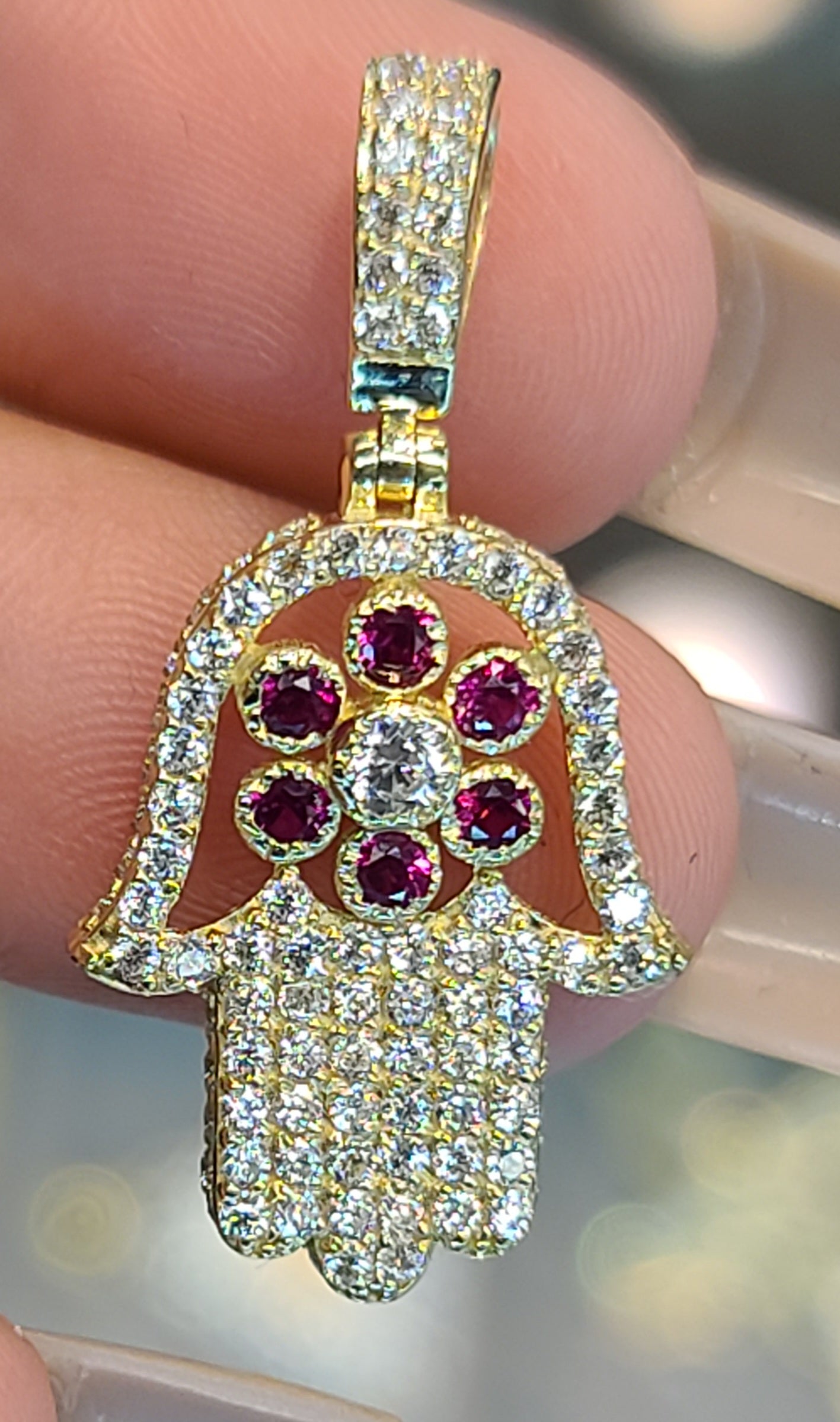 Hamsa Hand pendant with Flower