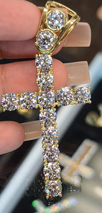 Yellow Gold Cross Pendant with CZs