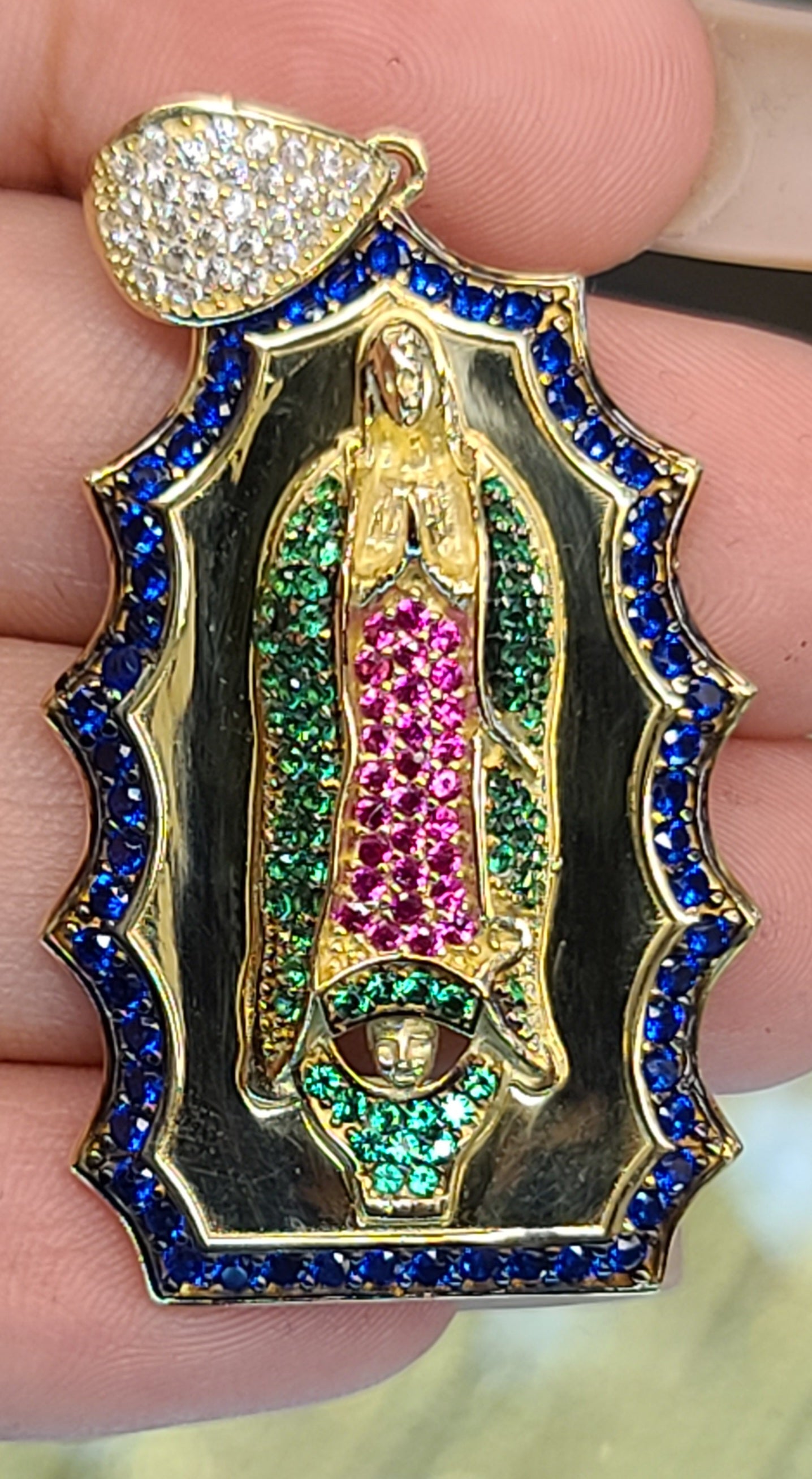 Yellow Gold Virgen De Guadalupe Pendant