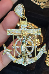 Yellow Gold Anchor with Jesus Pendant