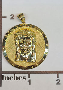 Yellow Gold Circular Pendant with Jesus Face