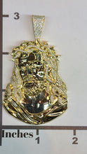 Load image into Gallery viewer, Yellow Gold Jesus Face with CZs pendant