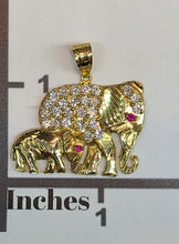 Load image into Gallery viewer, Yellow Gold Mother Child Elephant Pendant