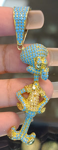 Yellow Gold Squidward Pendant with CZs