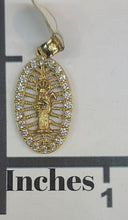 Load image into Gallery viewer, Yellow Gold Santa Muerte Oval Pendent with CZs