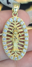 Load image into Gallery viewer, Yellow Gold Santa Muerte Oval Pendent with CZs