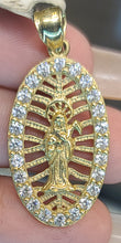 Load image into Gallery viewer, Yellow Gold Santa Muerte Oval Pendent with CZs