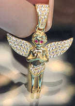 Load image into Gallery viewer, Yellow Gold Angel Pendant with CZs