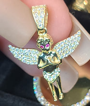 Load image into Gallery viewer, Yellow Gold Angel Pendant with CZs