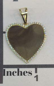 Yellow Gold Heart Pendant with CZs
