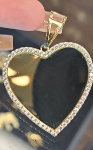 Yellow Gold Heart Pendant with CZs