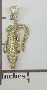 Yellow Gold Crocodile Pendant with CZs