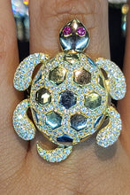 Load image into Gallery viewer, Yellow Gold Sea Turtle Ring with CZs