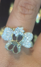 Load image into Gallery viewer, Yellow Gold Butterfly Flower Anxiety Ring with CZs