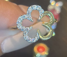 Load image into Gallery viewer, Yellow Gold Clover Ring with CZs