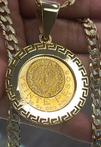 Yellow Gold Mexican Coin Pendant