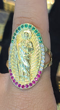 Load image into Gallery viewer, Yellow Gold San Judas Ring with CZs