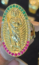 Load image into Gallery viewer, Yellow Gold San Judas Ring with CZs