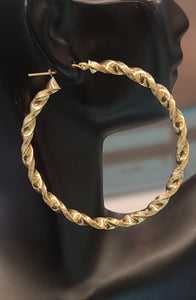 Yellow Gold Hoop Earrings with Twist Design