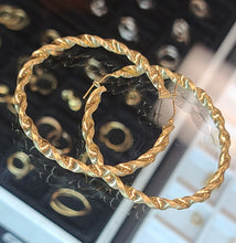 Load image into Gallery viewer, Yellow Gold Hoop Earrings with Twist Design