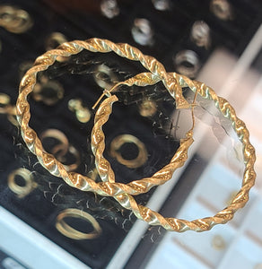 Yellow Gold Hoop Earrings with Twist Design