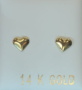 14k Yellow Gold Heart Shaped Earrings