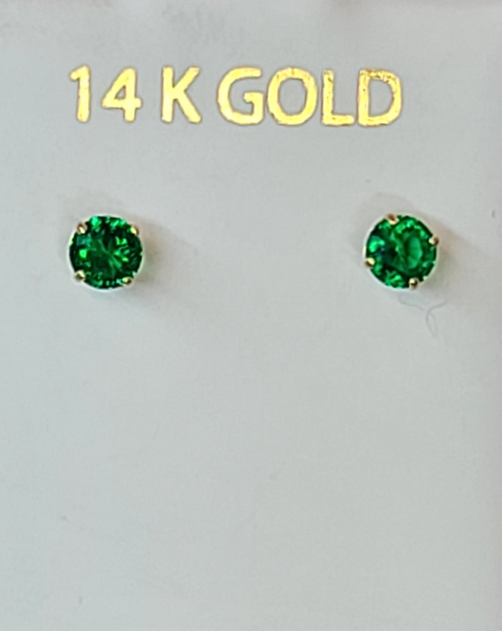 14k Yellow Gold Emerald Green Earrings