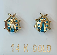 Load image into Gallery viewer, 14k Yellow Gold Scrab Beetle Earrings With CZs
