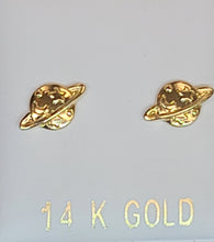 Load image into Gallery viewer, 14k Yellow Gold Planet Earrings
