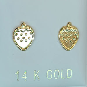 14k Yellow Gold Strawberry Earrings