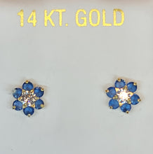 Load image into Gallery viewer, 14k Yellow Gold Flower Earrings With CZs