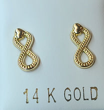 Load image into Gallery viewer, 14k Yellow Gold Infinity Sign Earrings