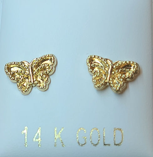 14k Yellow Gold Small Butterfly Earrings