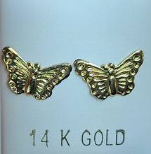 Load image into Gallery viewer, 14k Yellow Gold Large Butterfly Earrings