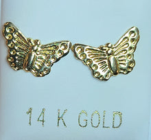 Load image into Gallery viewer, 14k Yellow Gold Large Butterfly Earrings