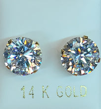 Load image into Gallery viewer, 14k Yellow Gold Circle Earrings with CZs