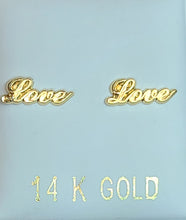 Load image into Gallery viewer, 14k Yellow Gold Love Earrings