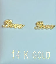 Load image into Gallery viewer, 14k Yellow Gold Love Earrings