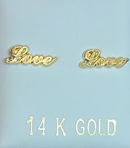 14k Yellow Gold Love Earrings