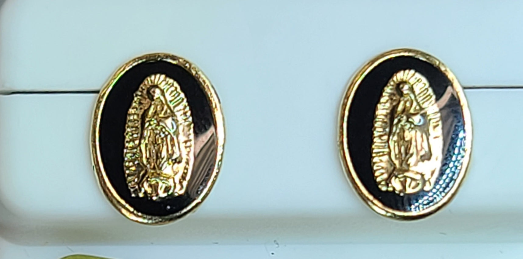 10k Yellow Gold Virgen De Guadalupe Earrings