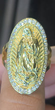 Load image into Gallery viewer, Yellow Gold Virgen De Guadalupe Ring with CZs