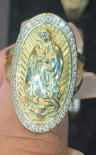 Load image into Gallery viewer, Yellow Gold Virgen De Guadalupe Ring with CZs