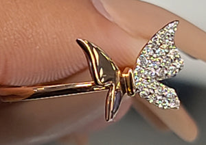 14k Gold Butterfly Ring with .15CT Diamonds