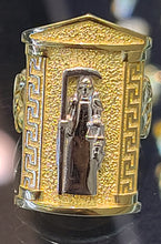 Load image into Gallery viewer, 10k Yellow Gold Greek Men Ring With San Muerte