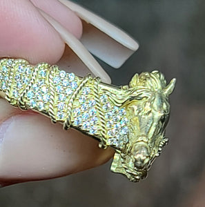 10k Yellow Gold Horse Design Ring with CZs