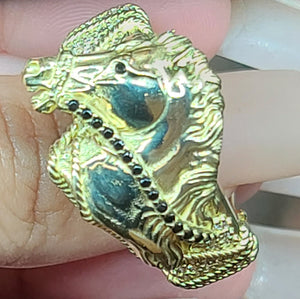 10k Yellow Gold Horse Design Ring with CZs