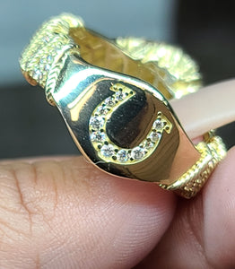 10k Yellow Gold Horse Design Ring with CZs